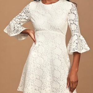 Lulu’s Favorite Flair Lace Flounce Sleeve Dress
